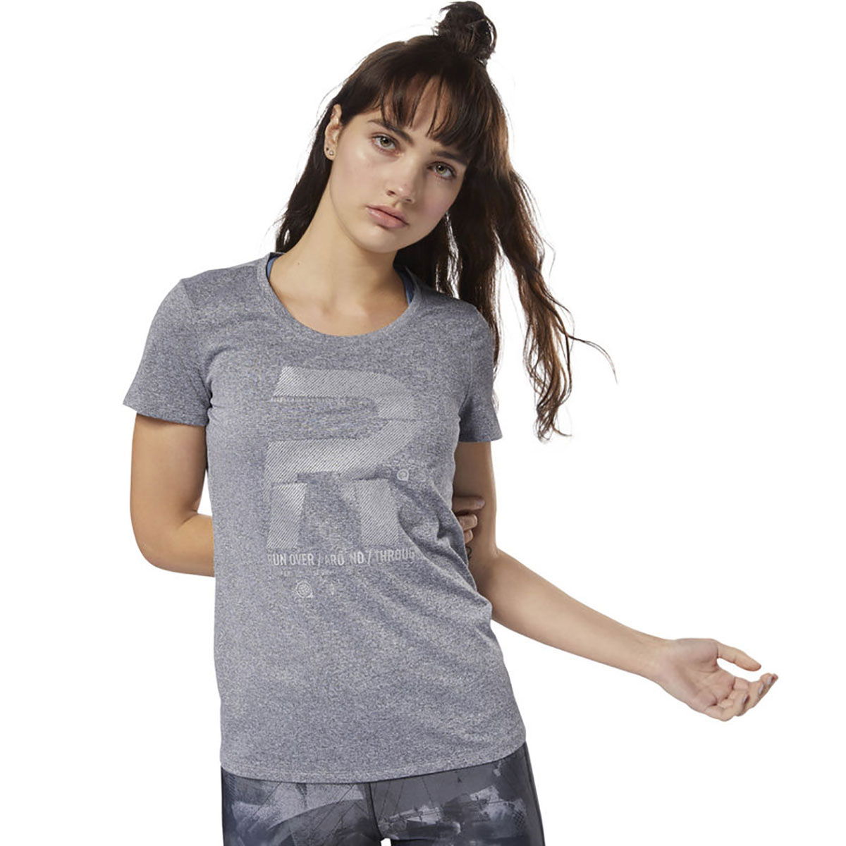 Reflective Kadın Gri Koşu Tişört D78939