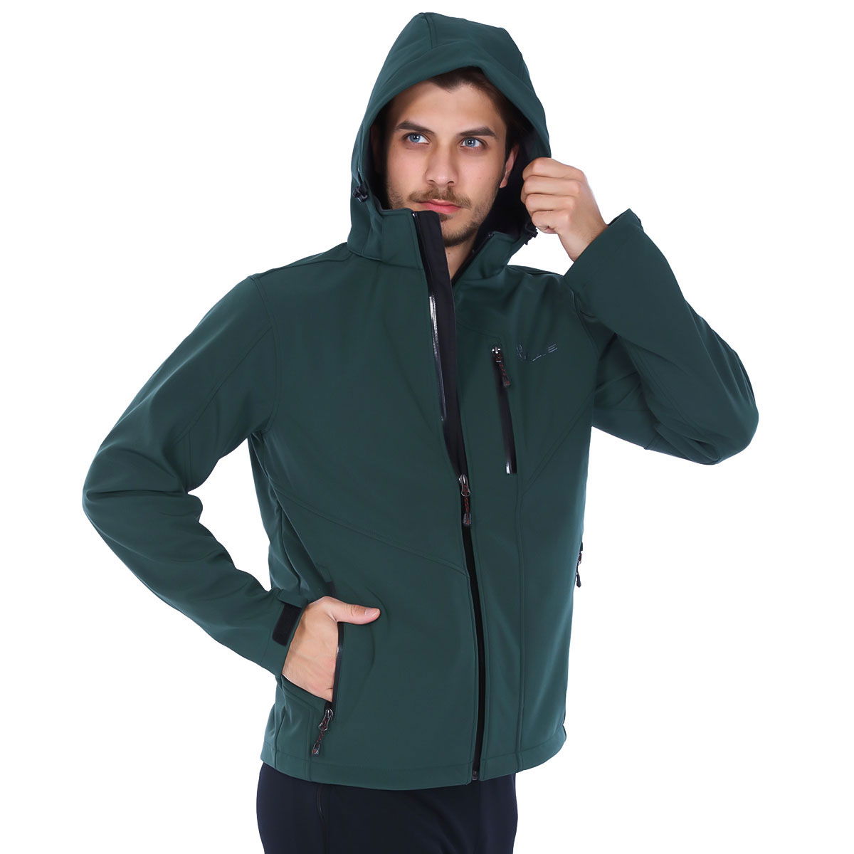 Effect Softshell Erkek Yeşil Kapüşonlu Outdoor Mont 2ASW17022008DGR