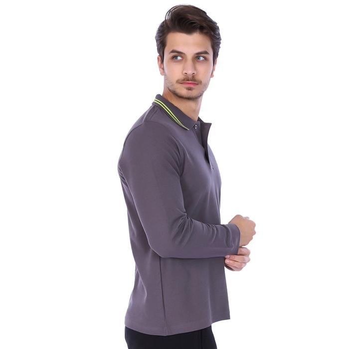 Basic Erkek Gri Günlük Stil Polo Tişört PER-2017FWXY 987931
