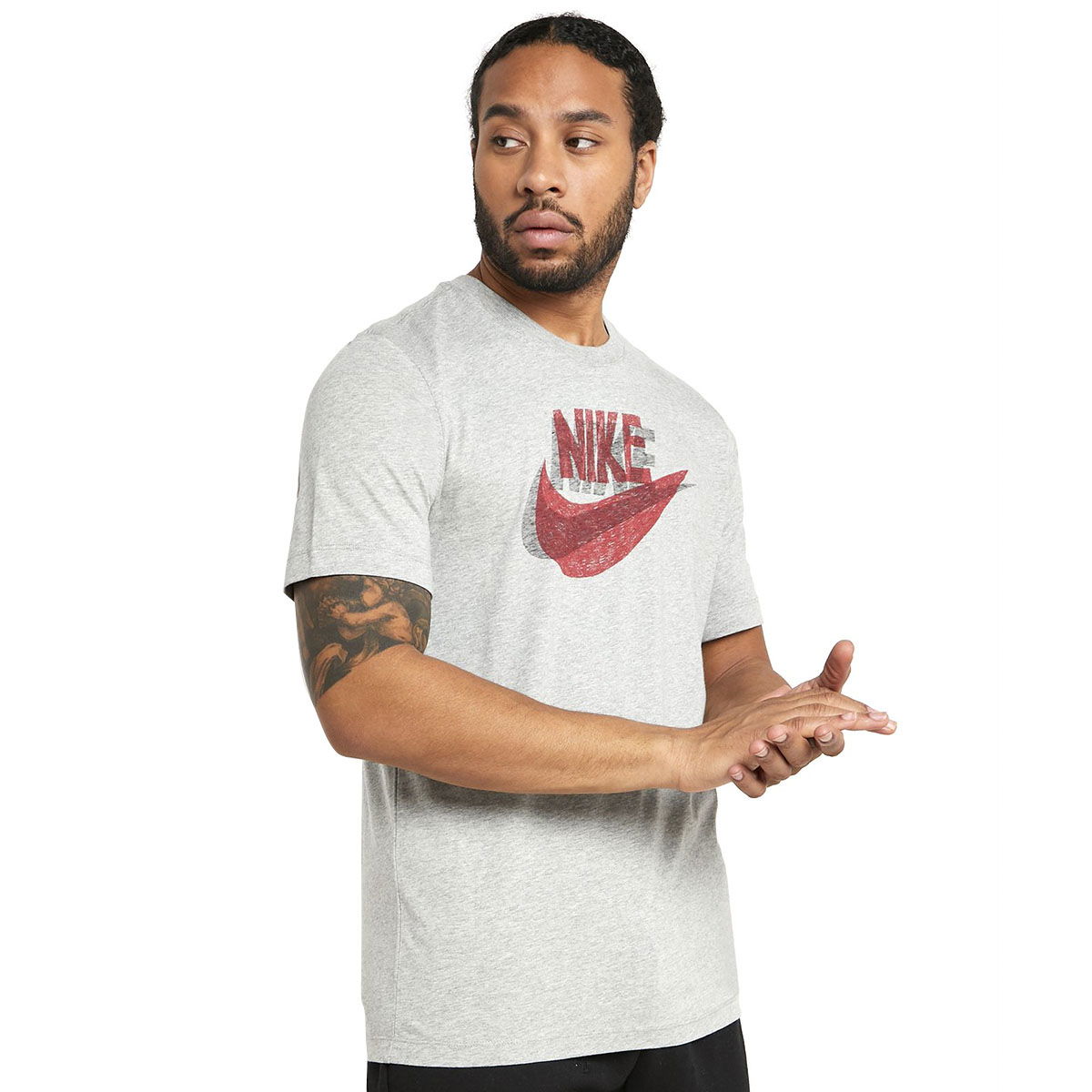 Sportswear Hand Drawn Logo Erkek Gri Günlük Tişört CK2377-063