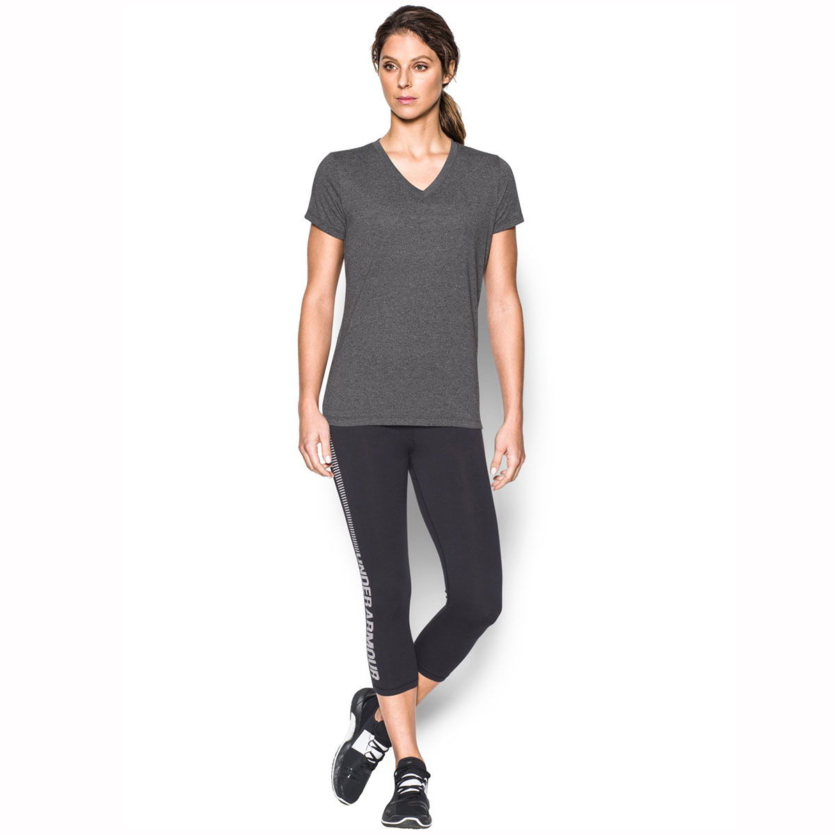 Threadborne Trainv Twist Kadın Gri Antrenman Tişört 1289650-001