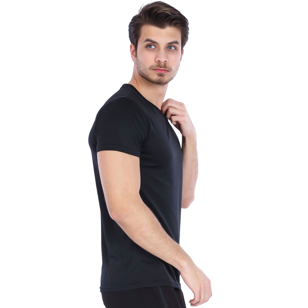 Polvebasic Erkek Siyah Günlük Stil Tişört 710303-00B