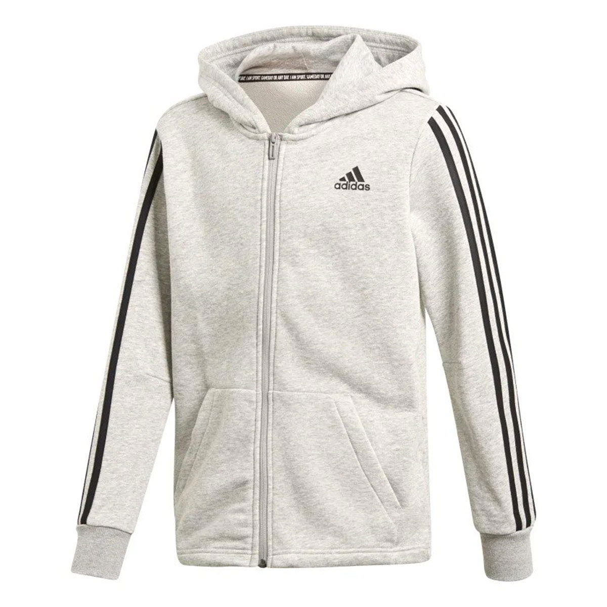 Must Haves Çocuk Gri 3 Bantlı Antrenman Kapüşonlu Sweatshirt DV0822