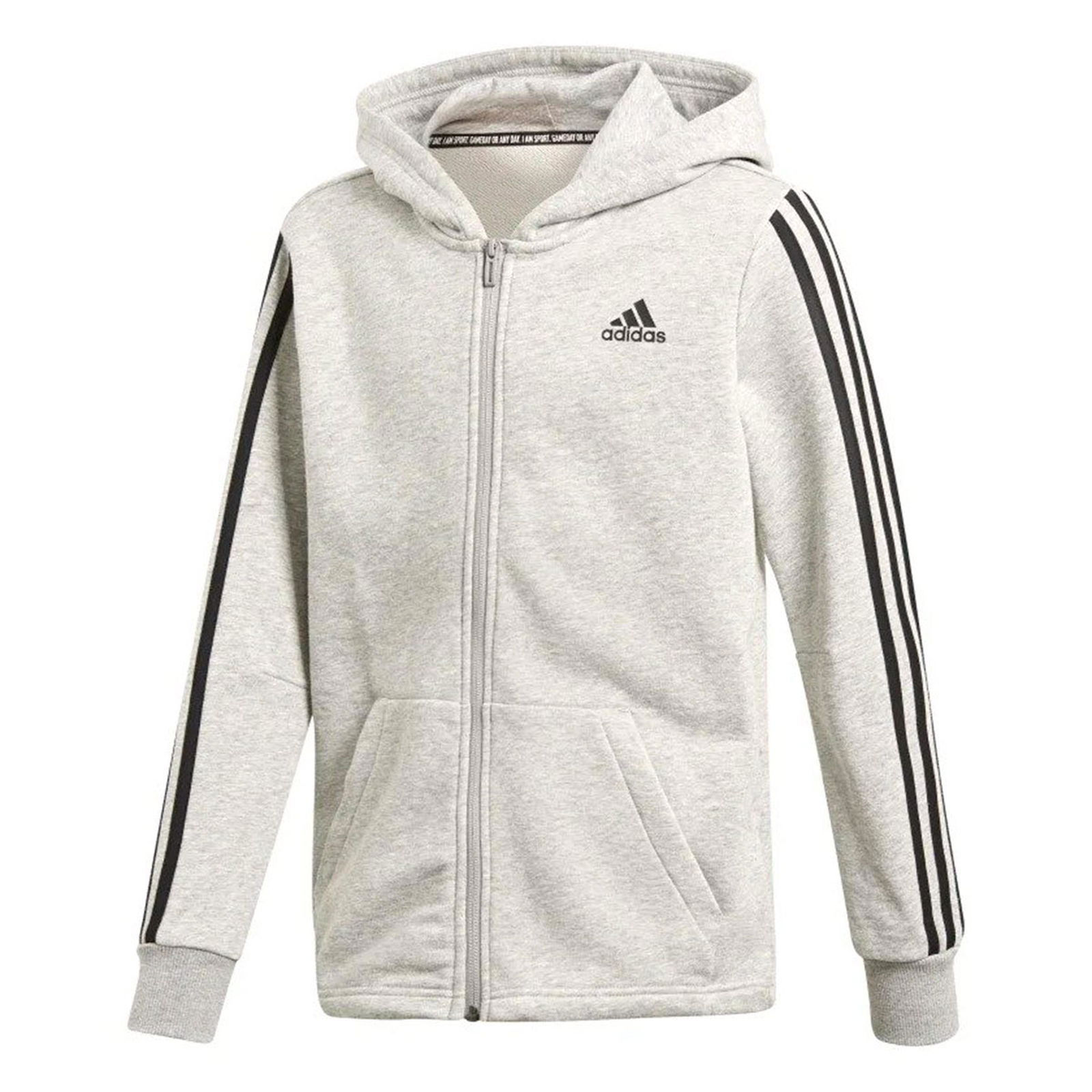Must Haves Çocuk Gri 3 Bantlı Antrenman Kapüşonlu Sweatshirt DV0822