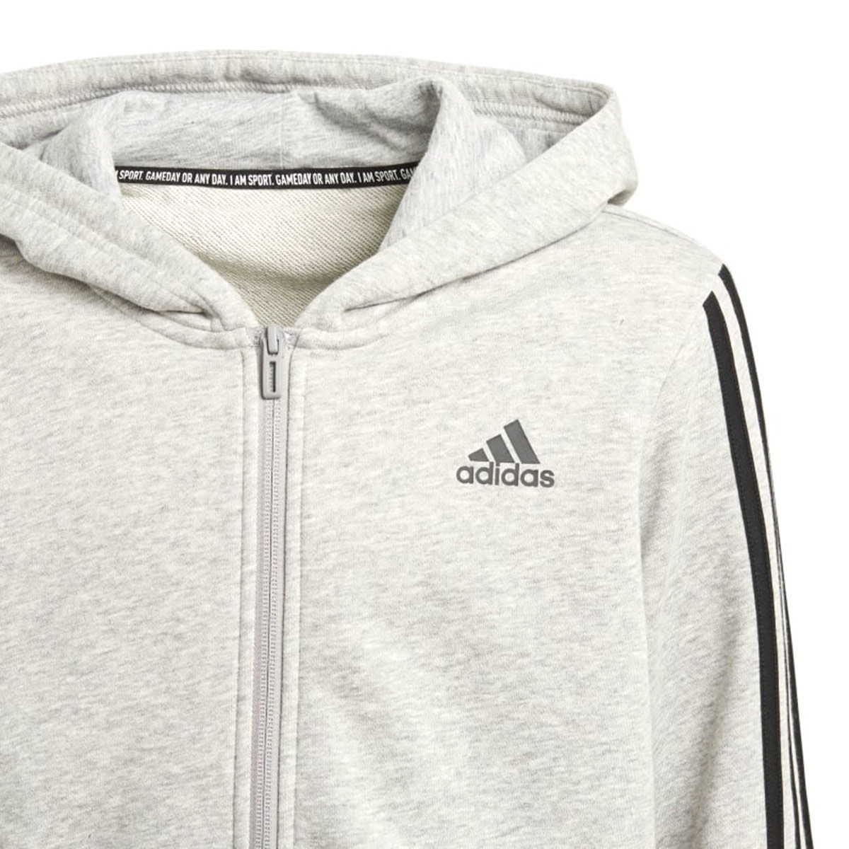 Must Haves Çocuk Gri 3 Bantlı Antrenman Kapüşonlu Sweatshirt DV0822