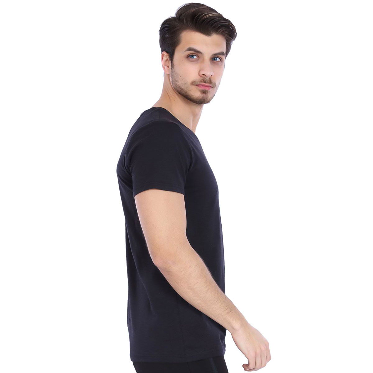 Flavebasic Erkek Siyah Günlük Stil Tişört 710387-00B