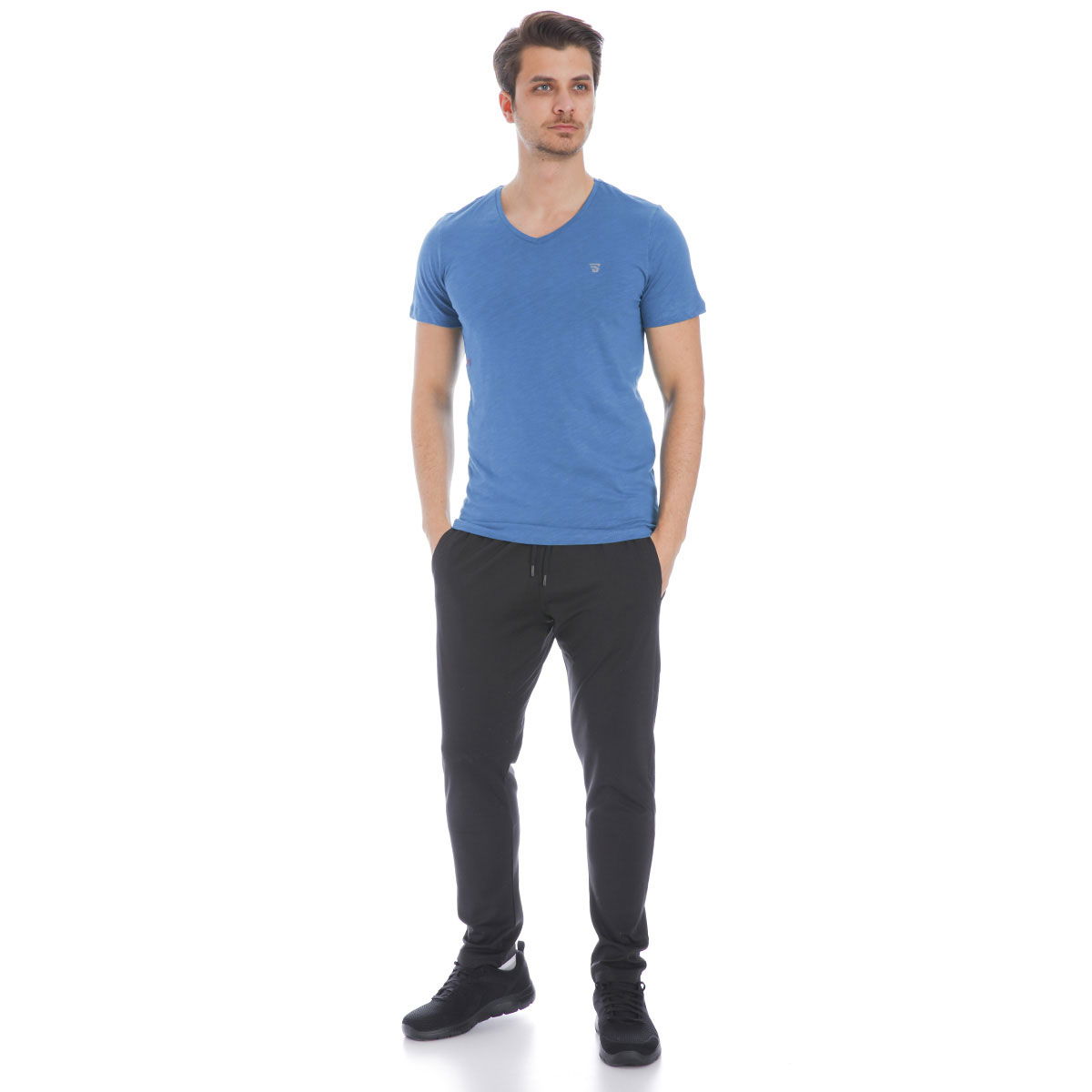 Flavebasic Erkek Mavi Günlük Stil Tişört 710387-PTR