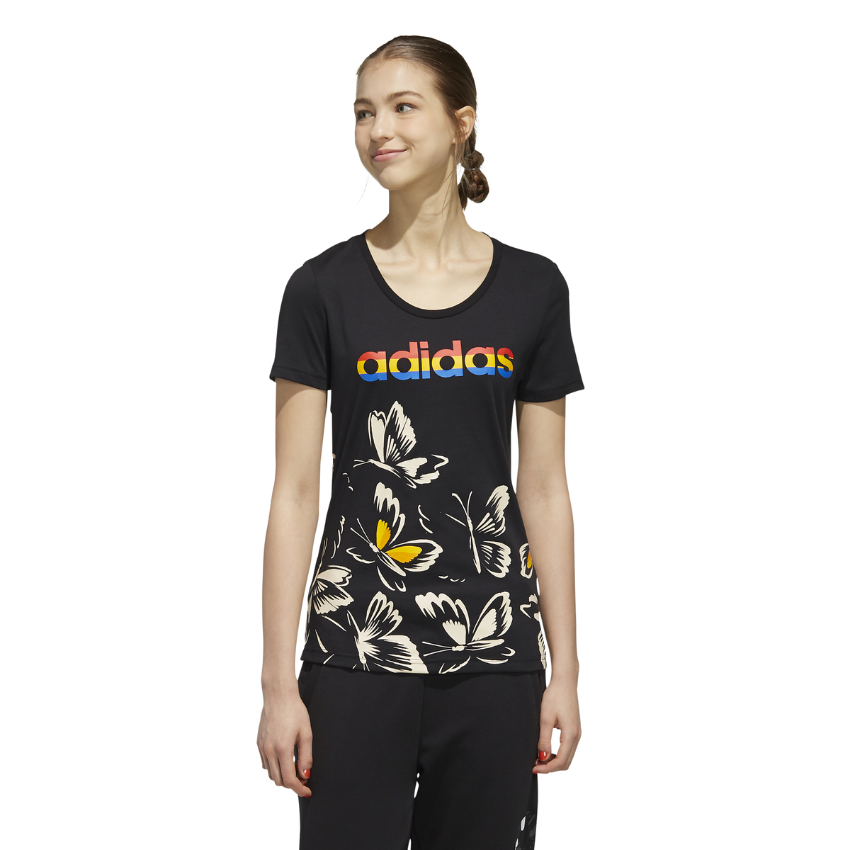 Farm P Tshirt Kadın Siyah Günlük Stil Tişört EI4829