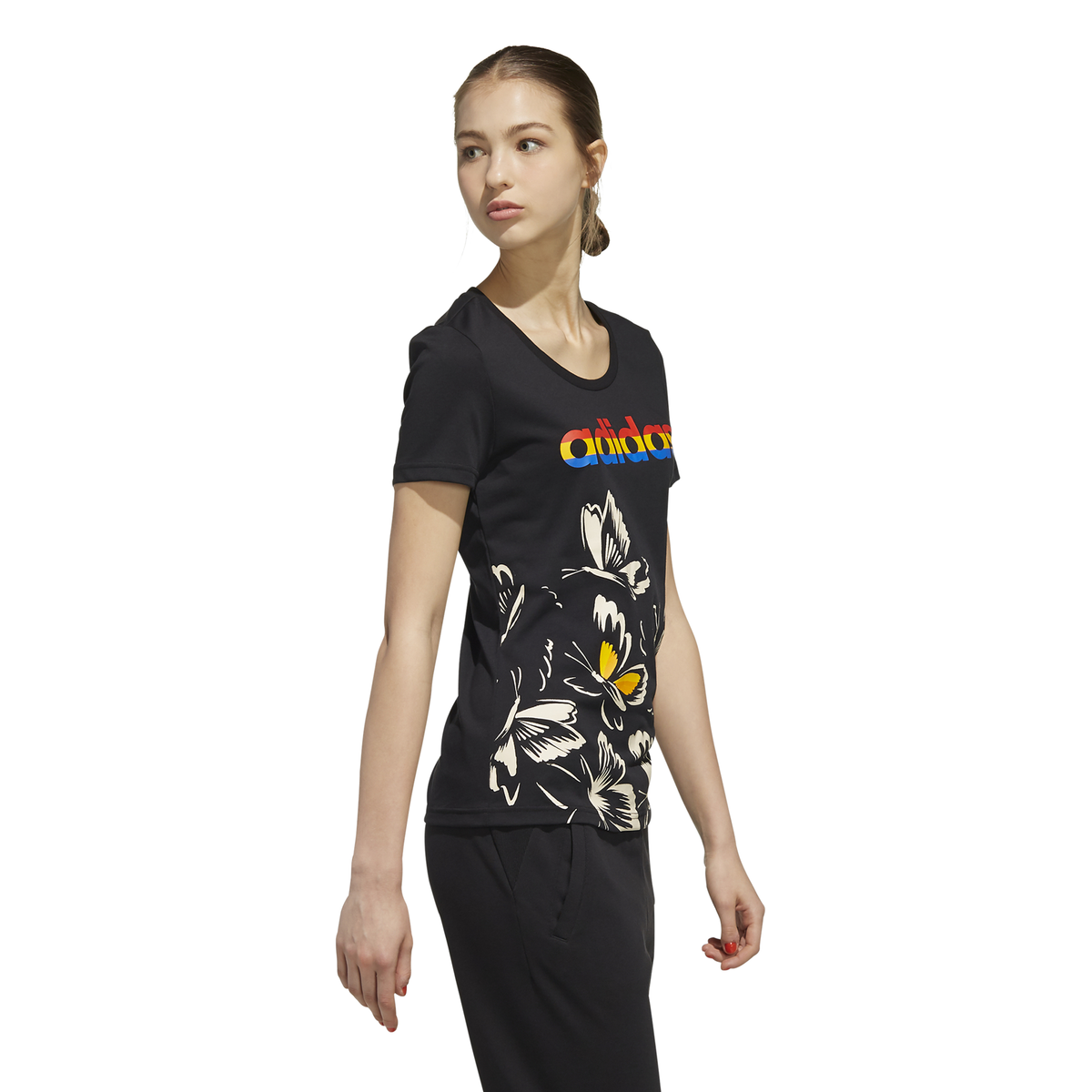 Farm P Tshirt Kadın Siyah Günlük Stil Tişört EI4829