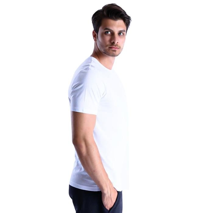 Basic Erkek Beyaz Günlük Stil Tişört 710200-00W 996641