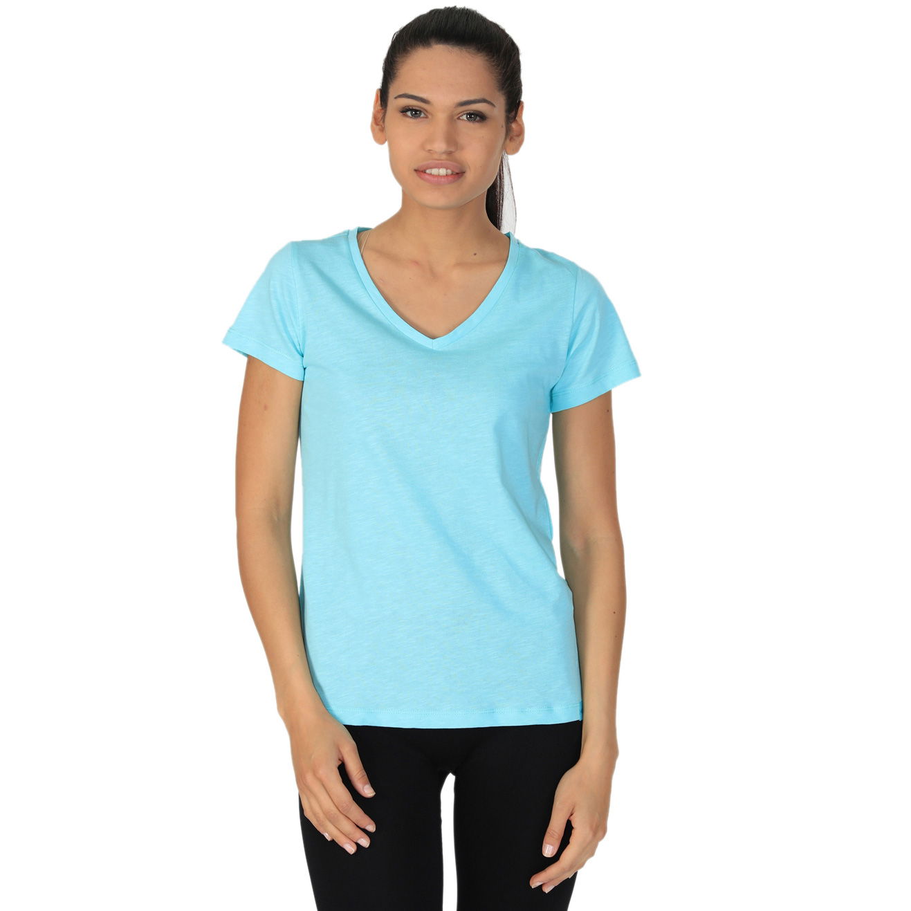Flakestop Kadın Mavi Günlük Stil Tişört 610003-0Tl