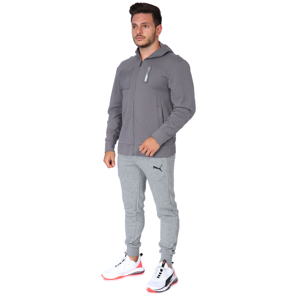 Nu-Tility Erkek Gri Fermuarlı Kapüşönlü Ceket 58132444