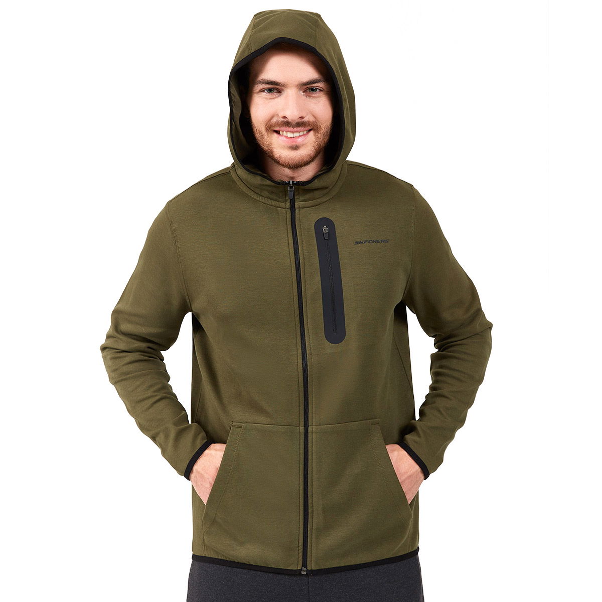 2X I-Lock M Printed Zip Erkek Yeşil Günlük Stil Sweatshirt S202095-801