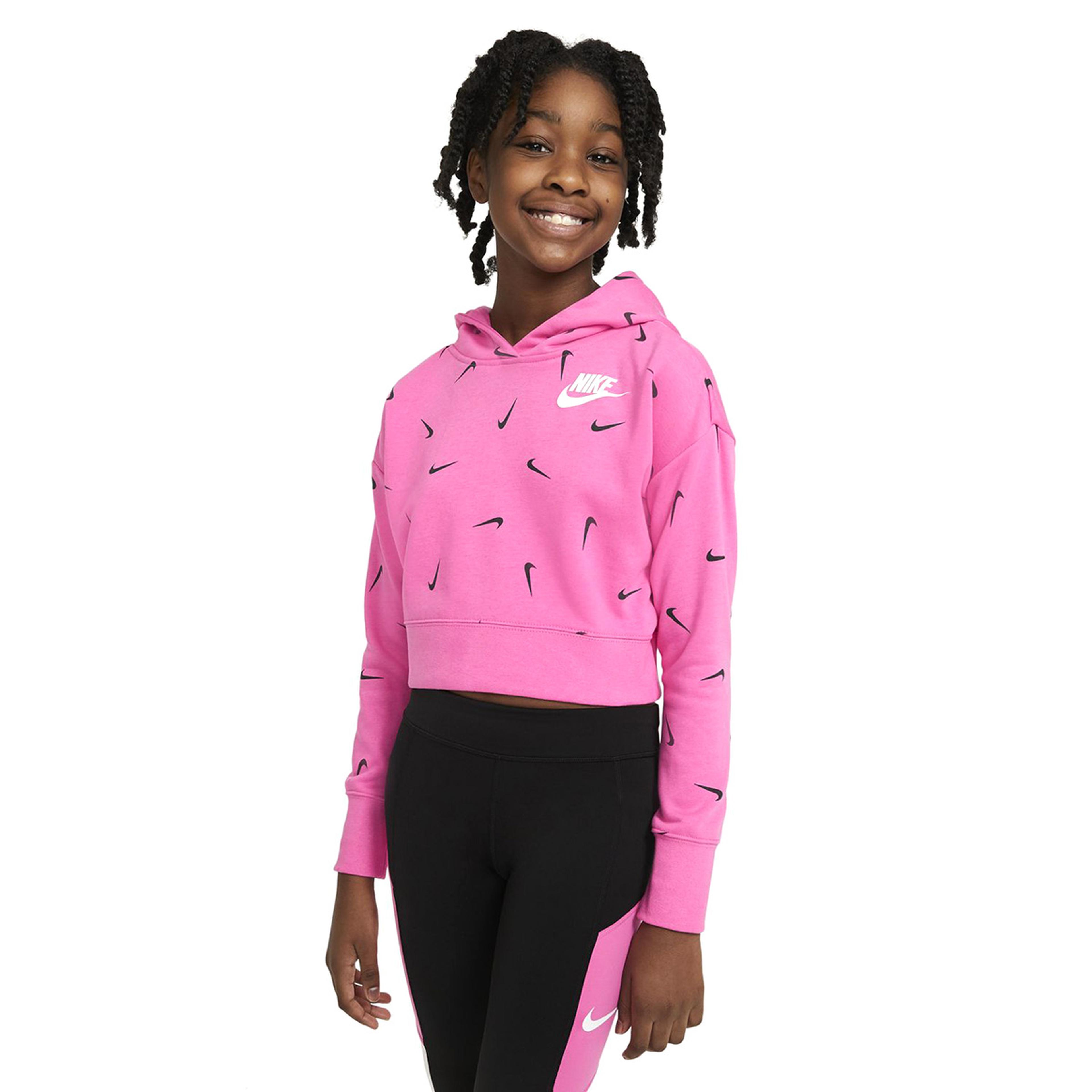 G Nsw Aop Crop Ft Hoodie Çocuk Pembe Günlük Stil Sweatshirt CZ2566-684