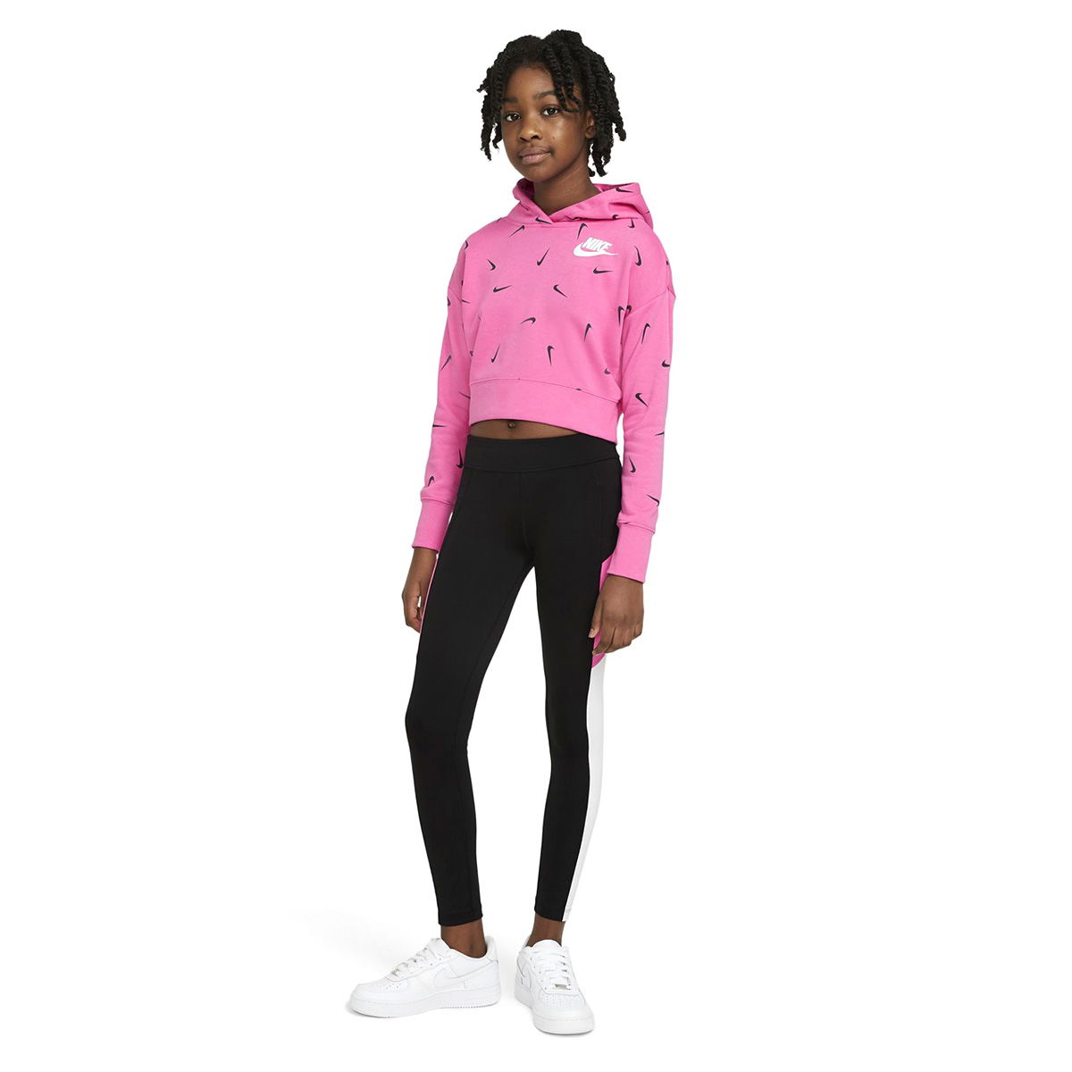 G Nsw Aop Crop Ft Hoodie Çocuk Pembe Günlük Stil Sweatshirt CZ2566-684