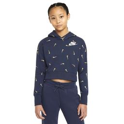 G Nsw Aop Crop Ft Hoodie Çocuk Mavi Günlük Stil Sweatshirt CZ2566-451