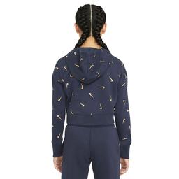 G Nsw Aop Crop Ft Hoodie Çocuk Mavi Günlük Stil Sweatshirt CZ2566-451