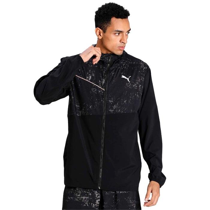 Run Graphic Hooded Jacket Erkek Siyah Antrenman Ceket 52020501 1216194