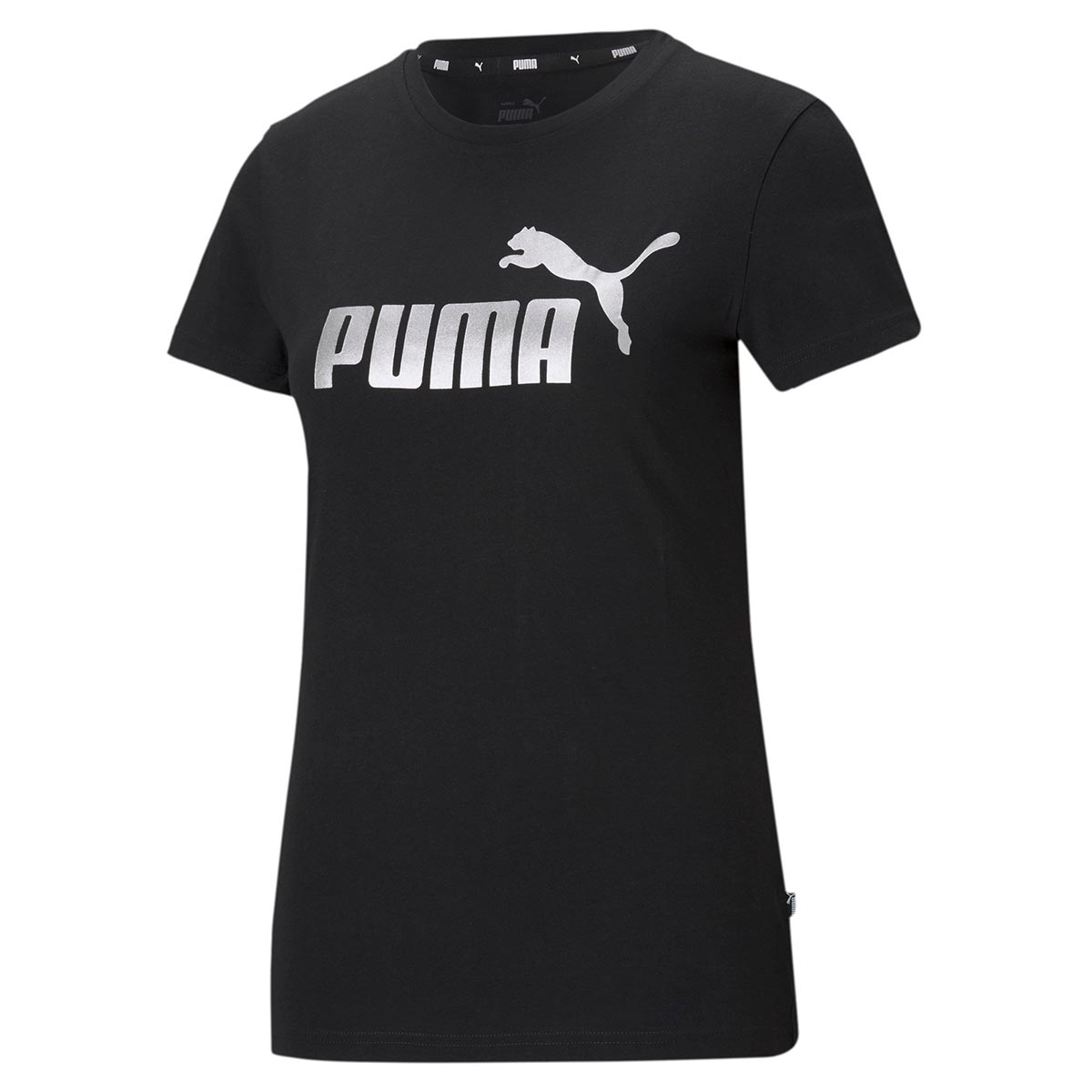 Essential+ Metallic Logo Tee Kadın Siyah Günlük Stil Tişört 58689051