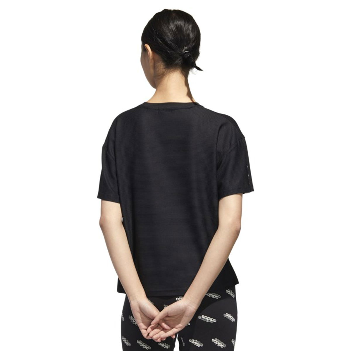 W U-4-U Tee Kadın Siyah Günlük Stil Tişört GG3413
