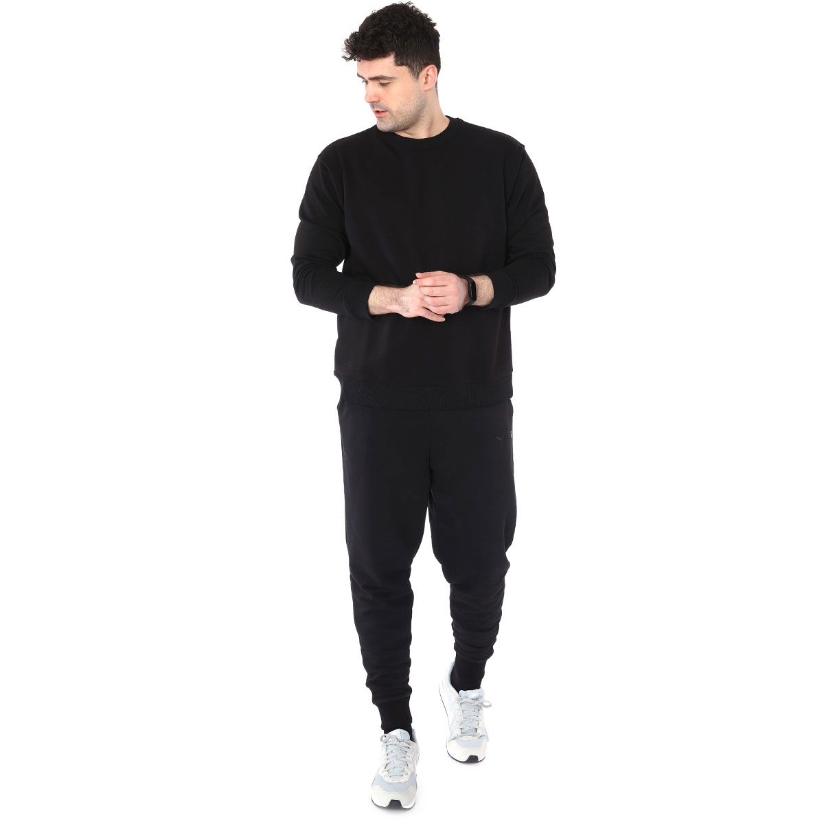 Spo-Oversweat Erkek Siyah Günlük Stil Sweatshirt 711238-SYH-R