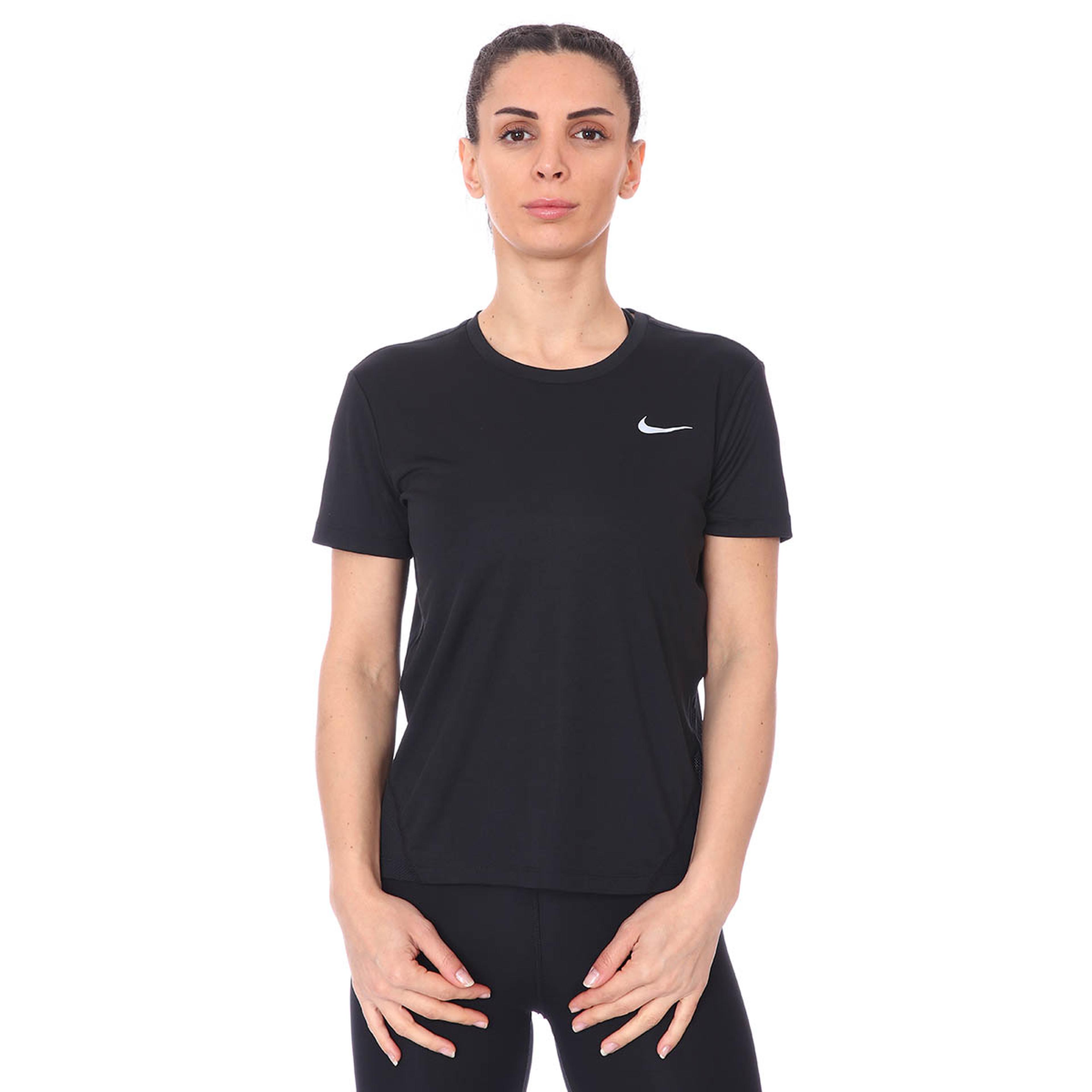 W Nk Miler Top Ss Kadın Siyah Koşu Tişört AJ8121-010