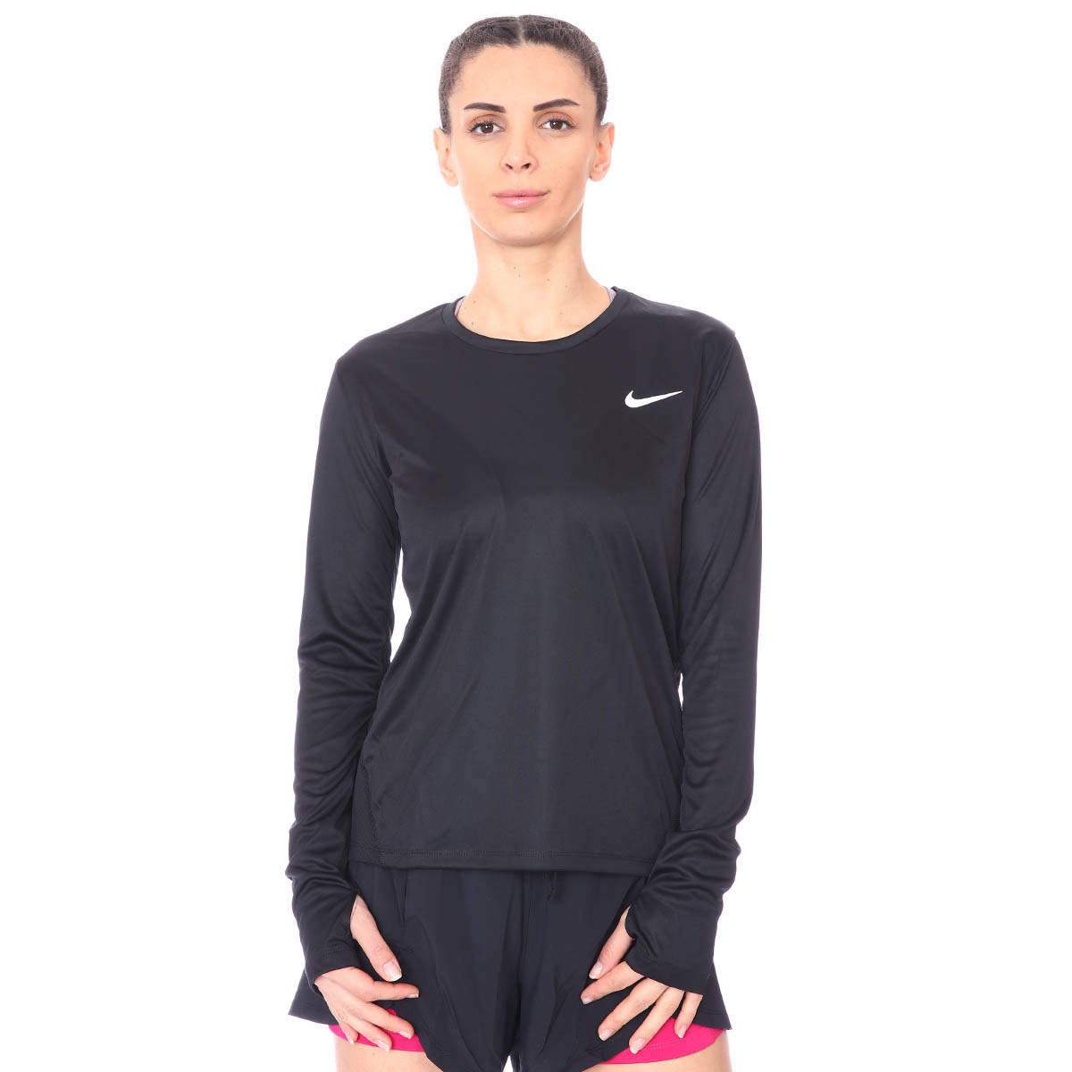 Miler Top Ls Kadın Siyah Koşu Uzun Kollu Tişört AJ8128-010