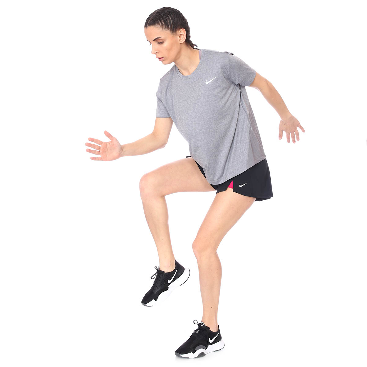Miler Top Kadın Gri Koşu Tişört AJ8121-056