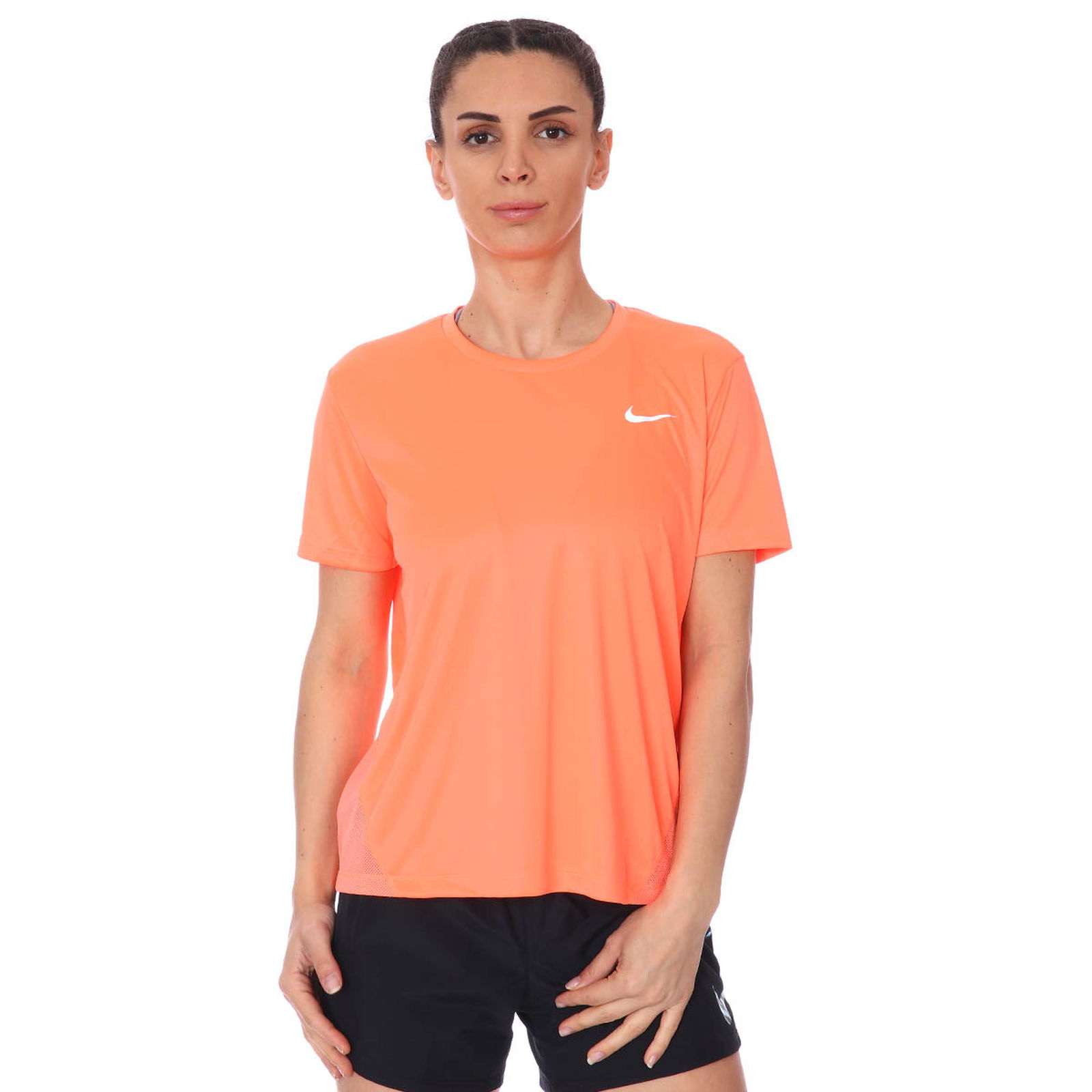 W Nk Miler Top Ss Kadın Turuncu Koşu Tişört AJ8121-854