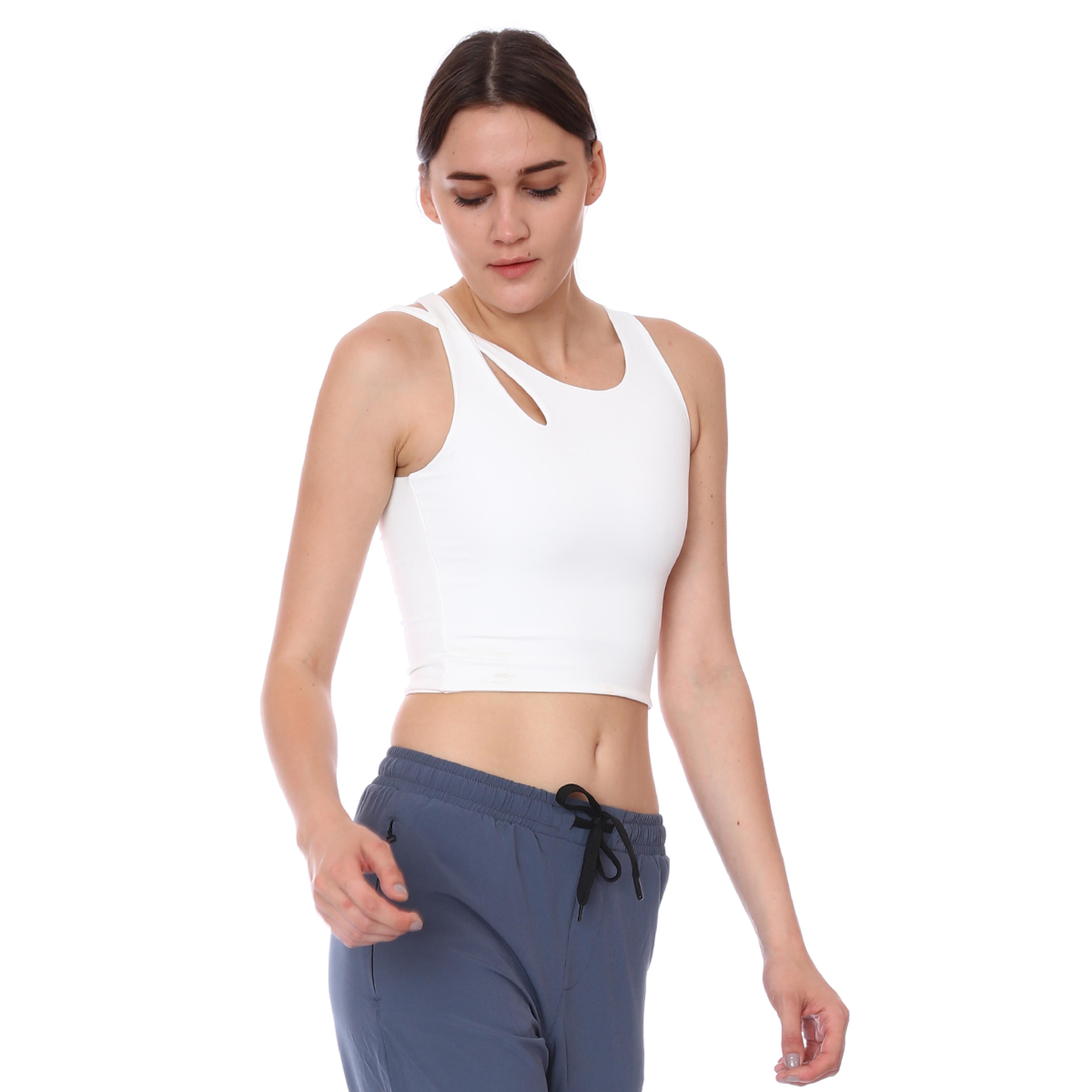 Spo-Assymetric Crop Kadın Bej Günlük Stil Sporcu Sütyeni 712102-EKR