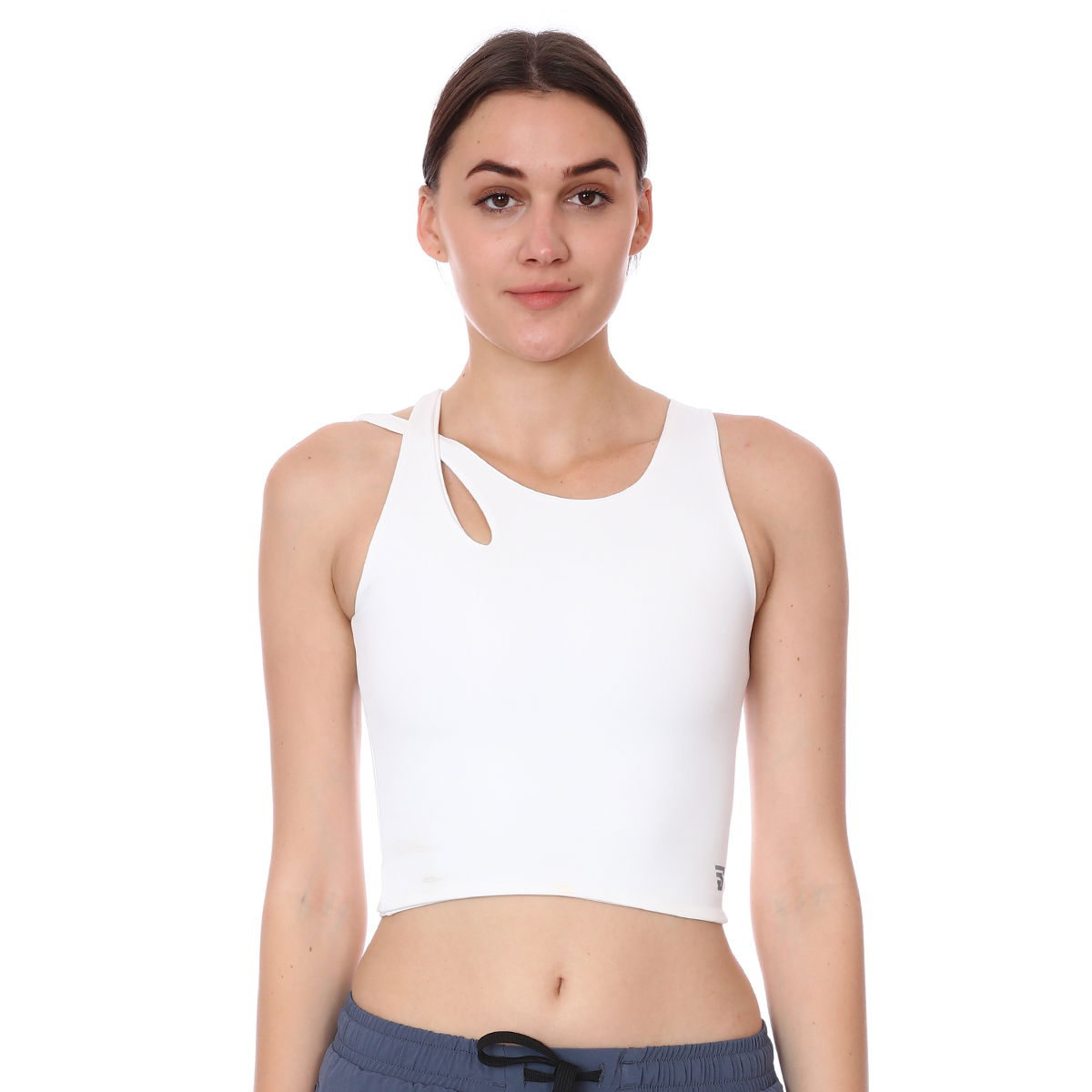 Spo-Assymetric Crop Kadın Bej Günlük Stil Sporcu Sütyeni 712102-EKR
