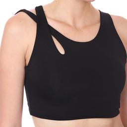 Spo-Assymetric Bra Kadın Siyah Günlük Stil Sporcu Sütyeni 712109-SYH