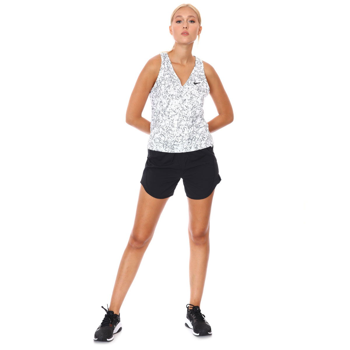 W Nkct Victory Tank Print Kadın Beyaz Tenis Atlet CV4851-100