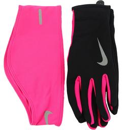 Dri-Fit Kadın Siyah-Pembe Koşu Saç Bandı Ve Eldiven Seti - L N.RC.03.067.LG