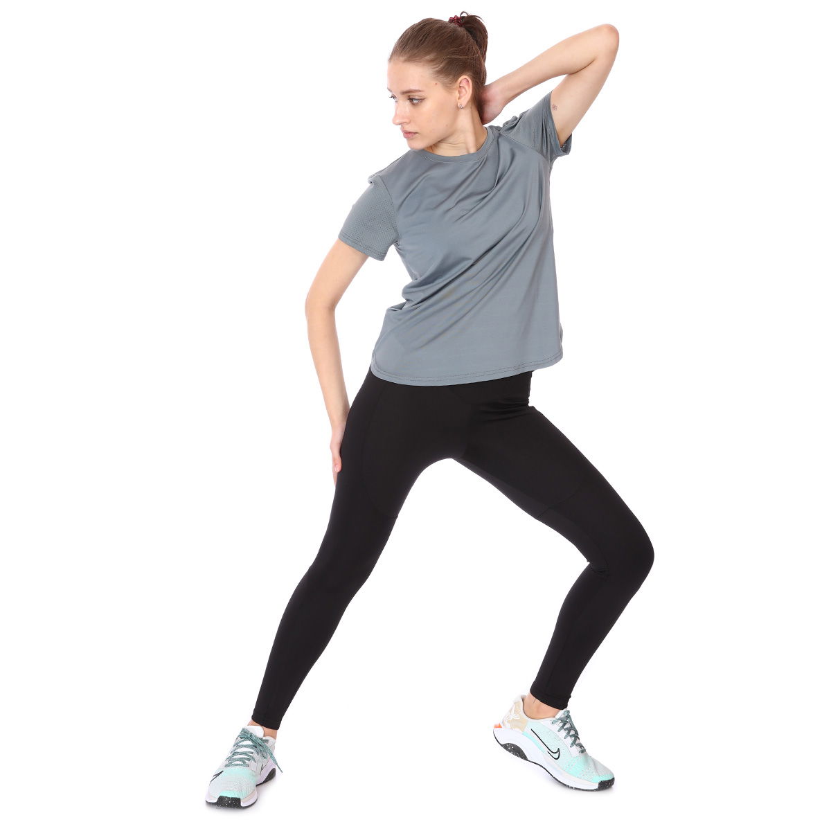 Mesh Back Kadın Mavi Koşu Tişört 21KKTP18D01-MAV