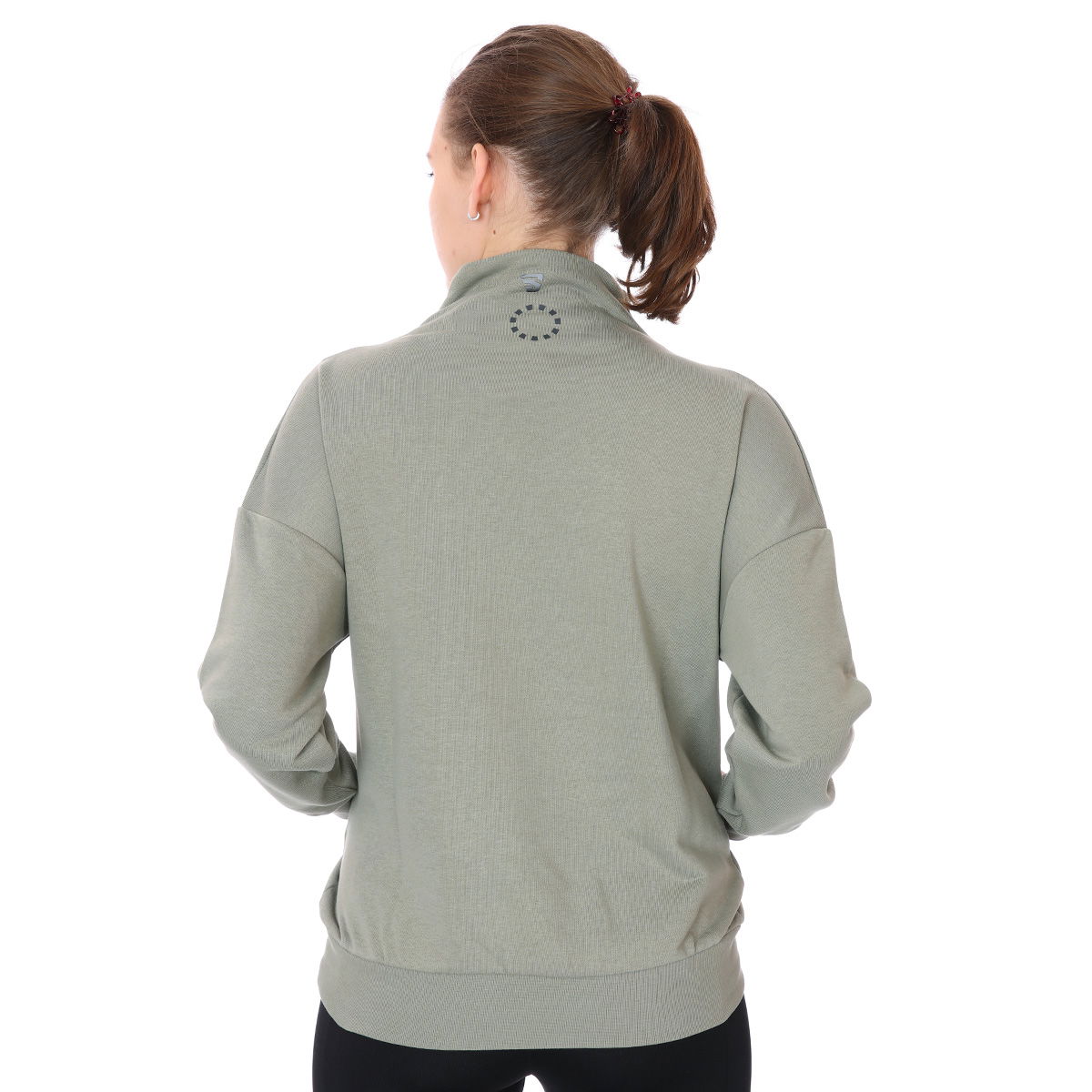 Zip Neck Cotton Kadın Gri Günlük Stil Sweatshirt 21KKTL13D01-GRI