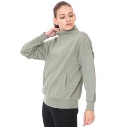 Zip Neck Cotton Kadın Gri Günlük Stil Sweatshirt 21KKTL13D01-GRI