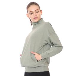 Zip Neck Cotton Kadın Gri Günlük Stil Sweatshirt 21KKTL13D01-GRI