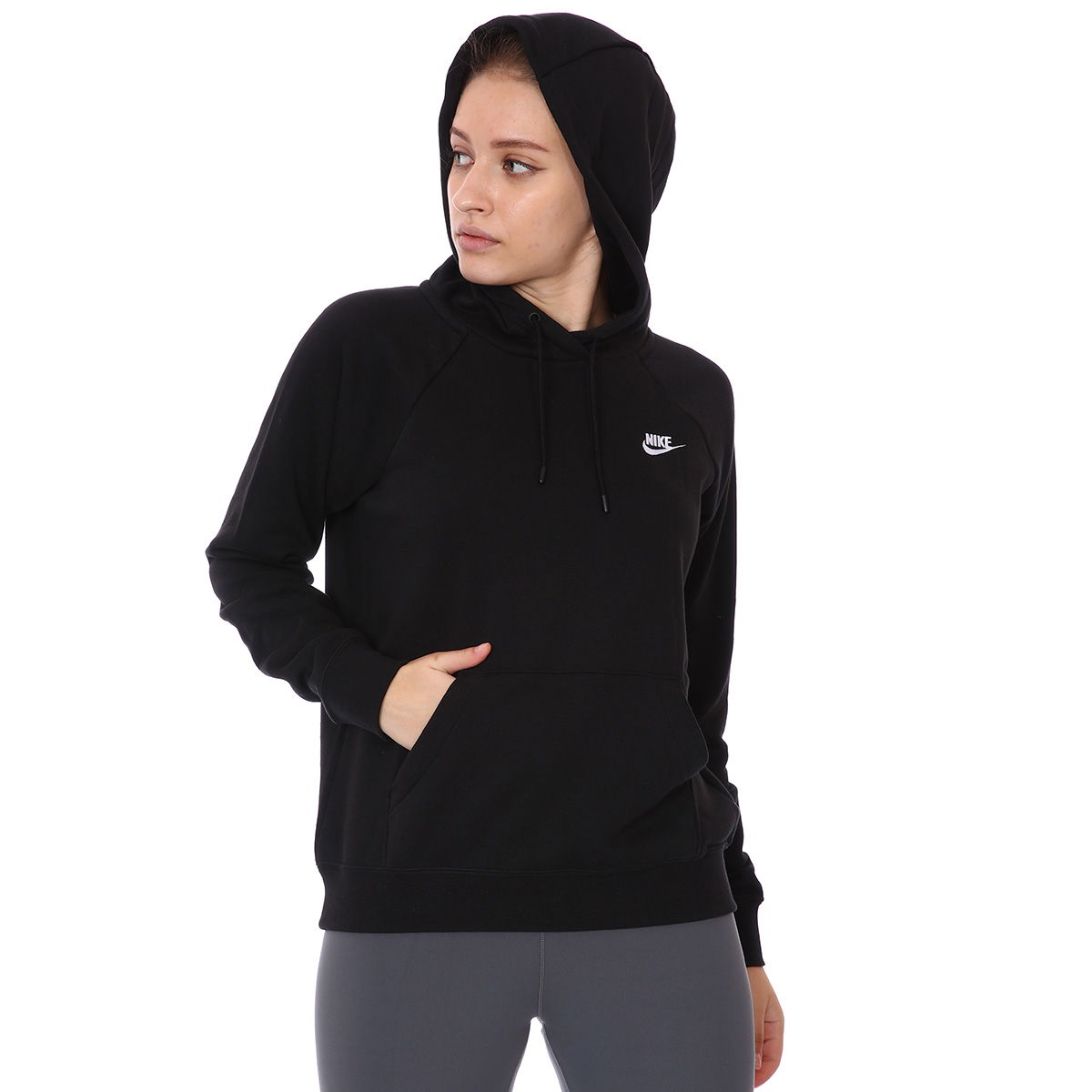 Essntl Hoodie Po Flc Kadın Siyah Günlük Stil Sweatshirt BV4124-010