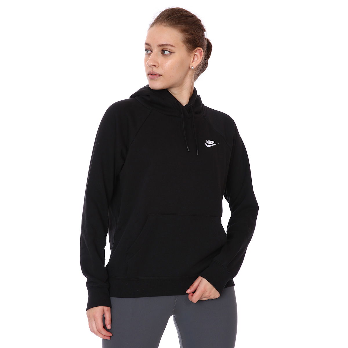 Essntl Hoodie Po Flc Kadın Siyah Günlük Stil Sweatshirt BV4124-010