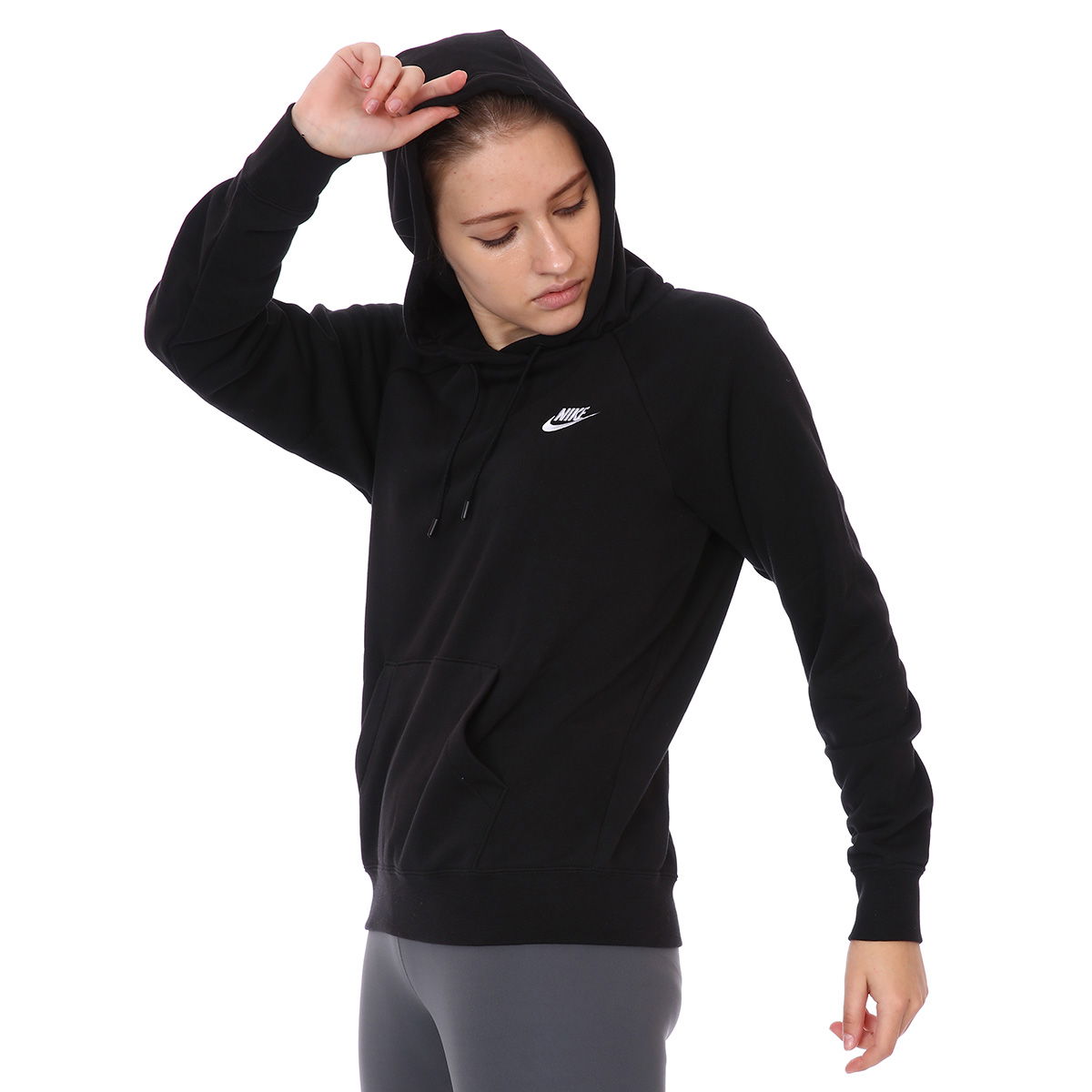 Essntl Hoodie Po Flc Kadın Siyah Günlük Stil Sweatshirt BV4124-010