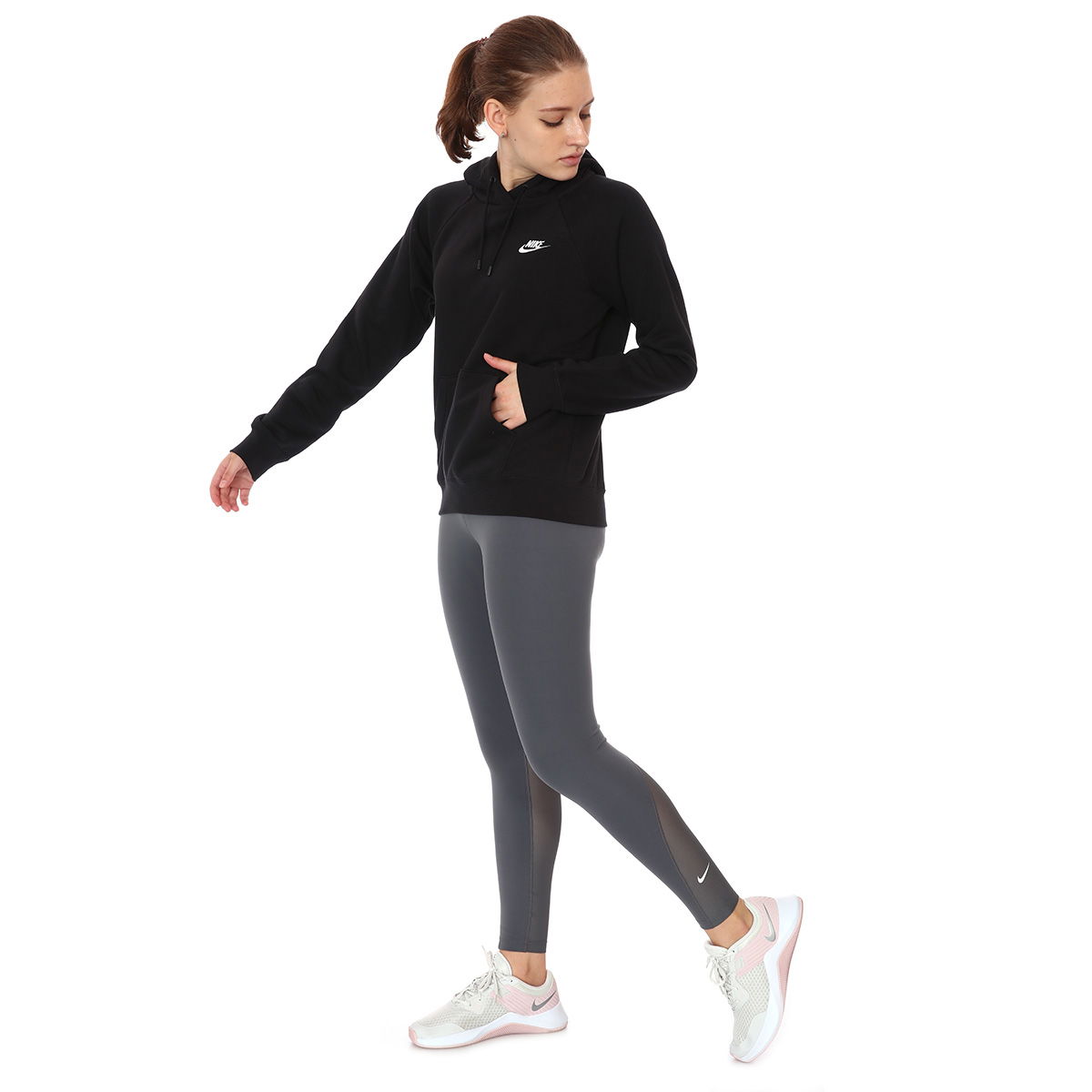 Essntl Hoodie Po Flc Kadın Siyah Günlük Stil Sweatshirt BV4124-010