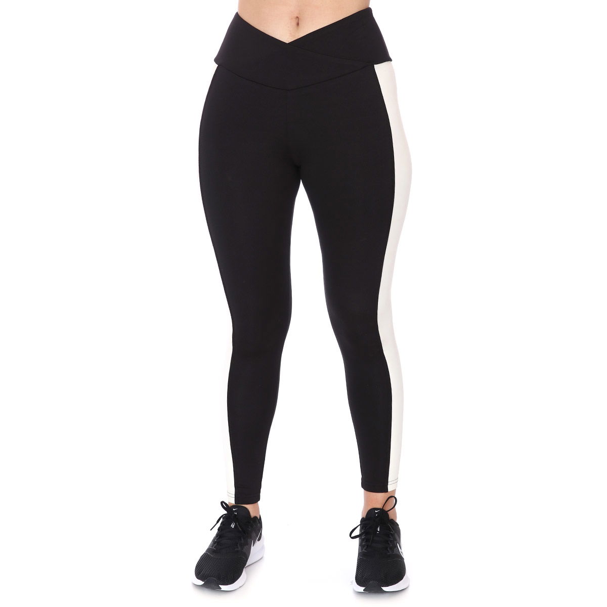 Color Block Legging Kadın Siyah Koşu Tayt 21KKTP11C01-SYH
