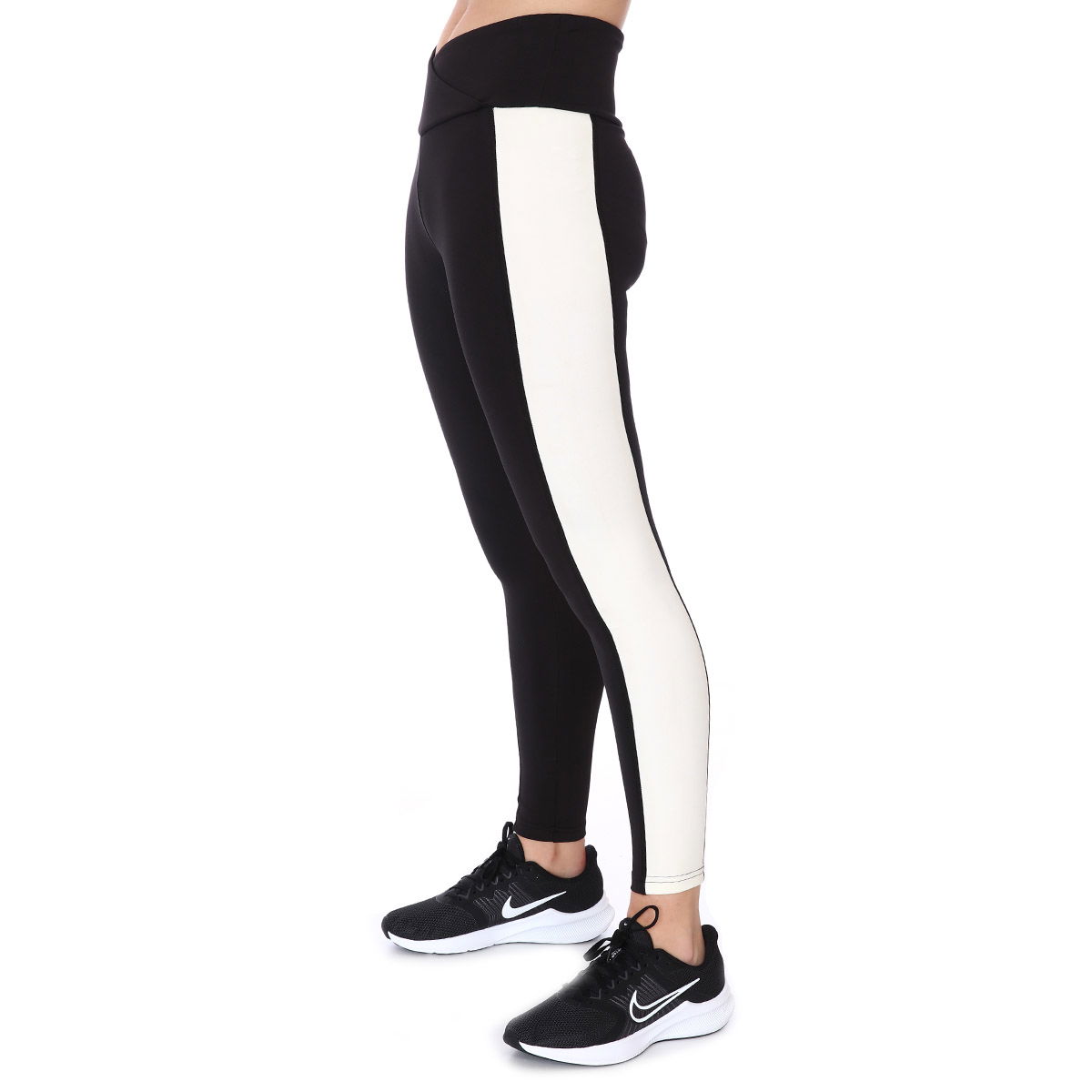 Color Block Legging Kadın Siyah Koşu Tayt 21KKTP11C01-SYH