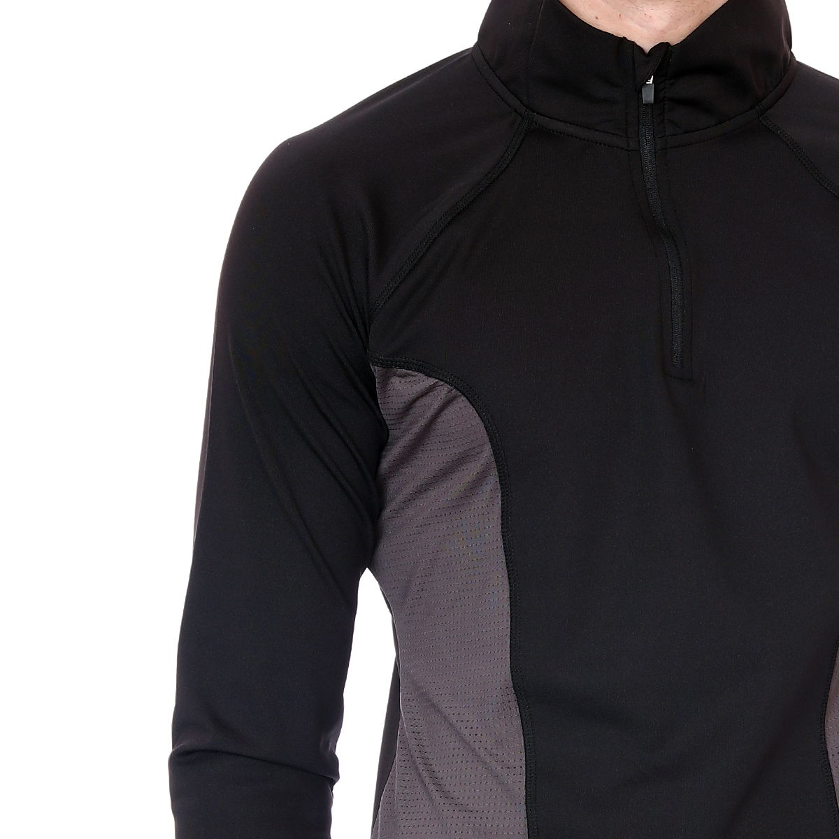 Half Zip Colorblock Midlayer Erkek Siyah Koşu Sweatshirt 21KETP22D01-SYH