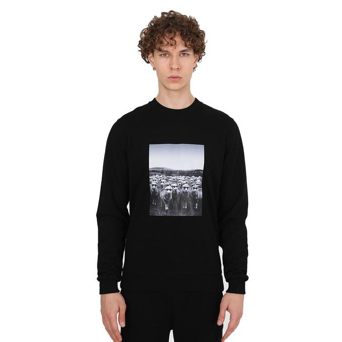 Cool Erkek Siyah Günlük Stil Sweatshirt JFSTCOOL27-SHEEP 1339069