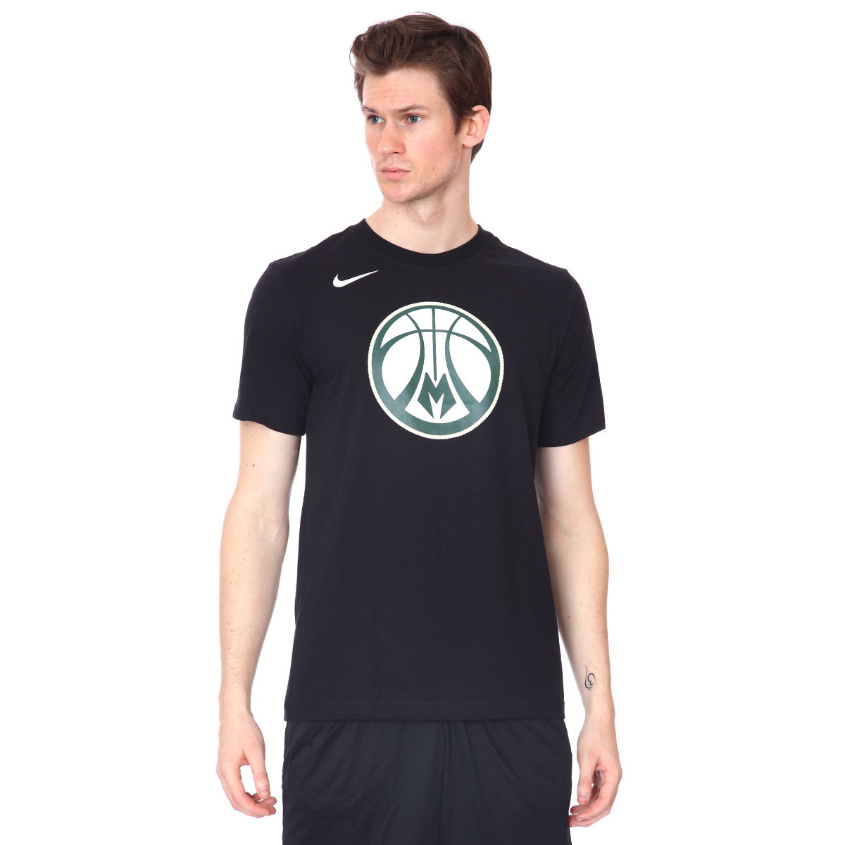 Milwaukee Bucks NBA Erkek Siyah Basketbol Tişört DA6029-010