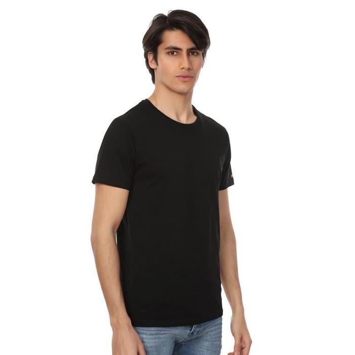 Basic Erkek Siyah Günlük Stil Tişört JFTBA01-999 1339105