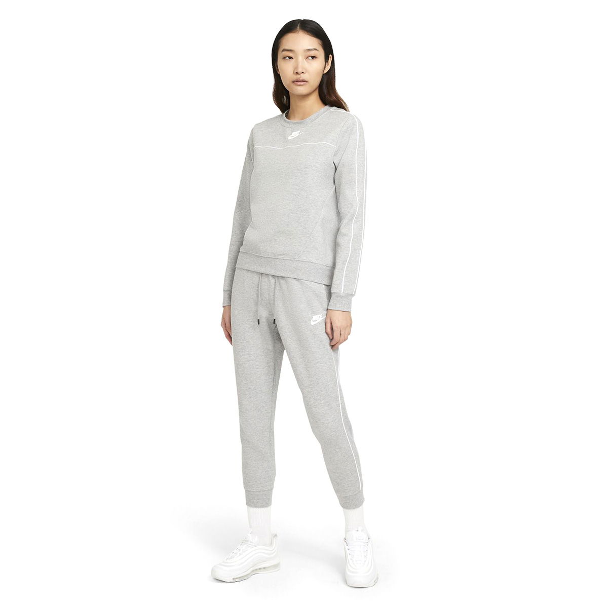 W Nsw Mlnm Essntl Crew Sweat Kadın Gri Günlük Stil Sweatshirt CZ8336-063