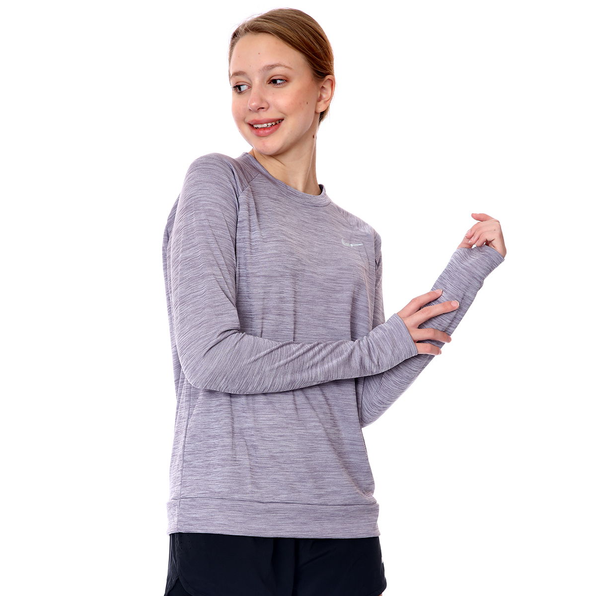 Dri-Fit Pacer Crew Kadın Mor Koşu Uzun Kollu Tişört CU3270-574